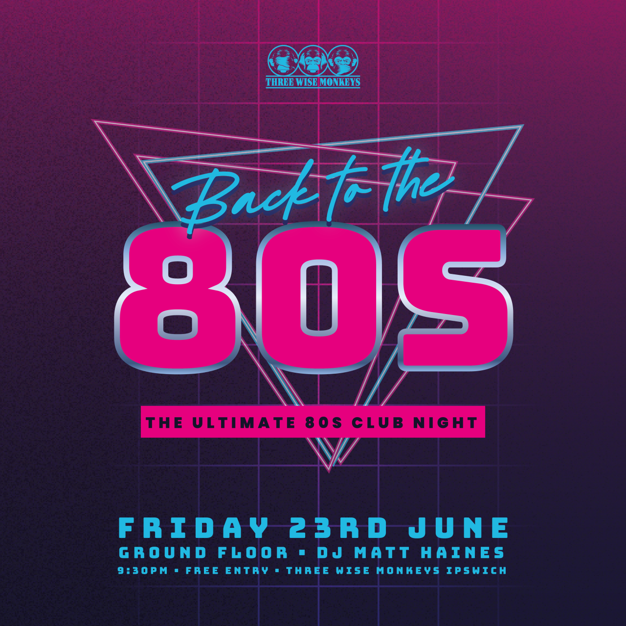 Back to the 80s – The Ultimate 80s Club Night - Three Wise Monkeys Ipswich